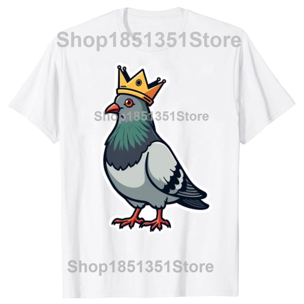 Funny Pigeon King Birds Graphic Tshirts Men Womens Fashion Casual Tshirt 100 Cotton Loose Oversized T Shirt