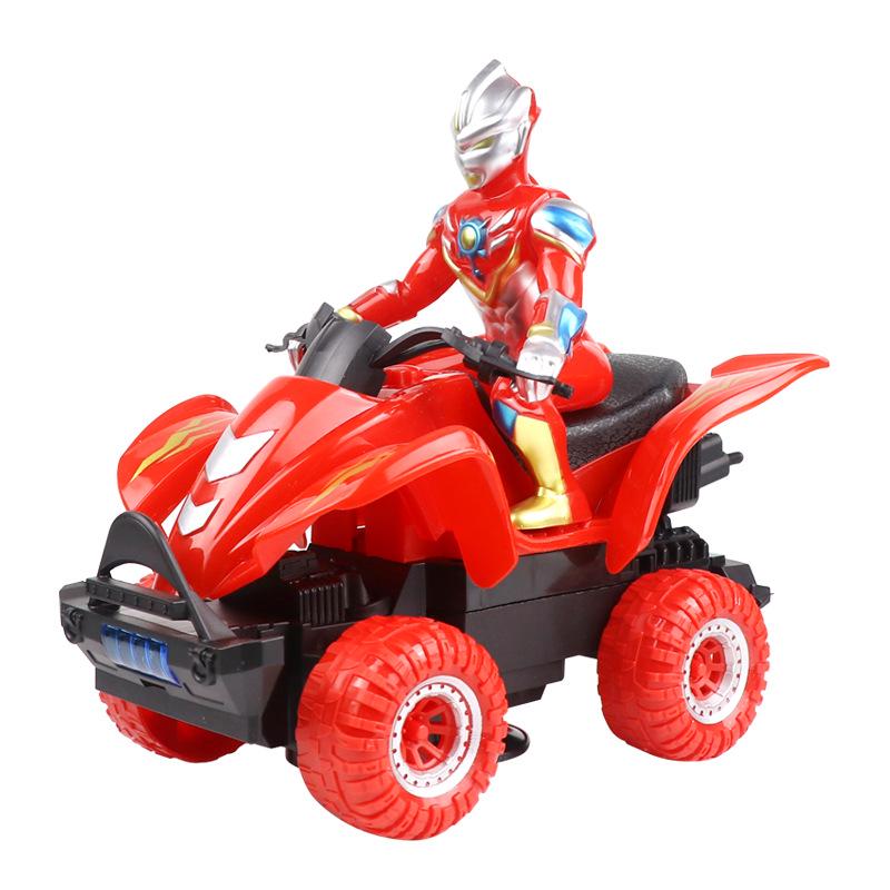 Licensed Ultraman Rotating Electric Motorcycle Toy with Sound & Light for Kids