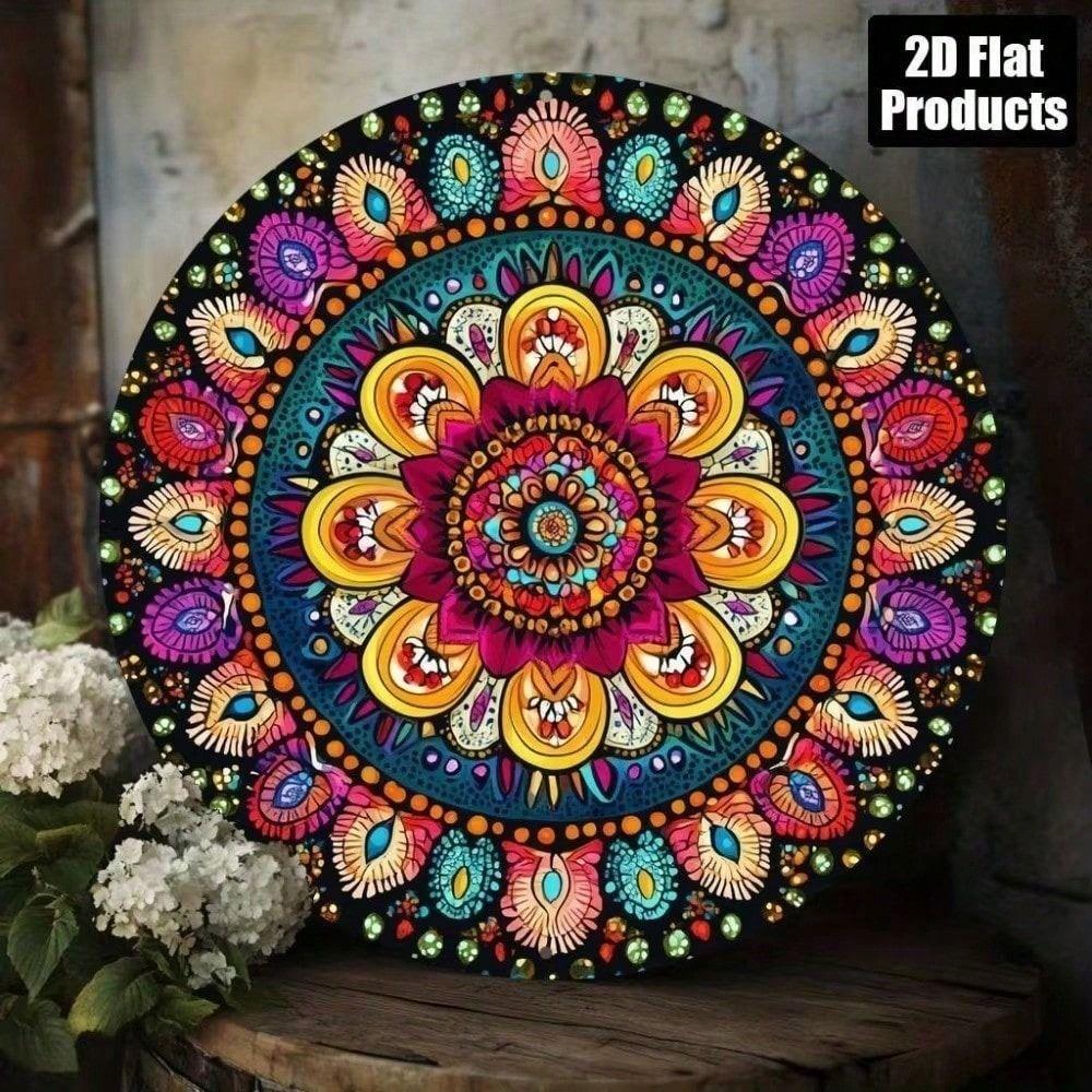 Metal Wall Art Poster Mandala Retro Flowers for Living Room Decor