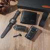 Square Dial Fashion Leather Strap Casual Men's Sports Personality Quartz Watch   Shaver   Belt   Wallet 4-piece Gift Box