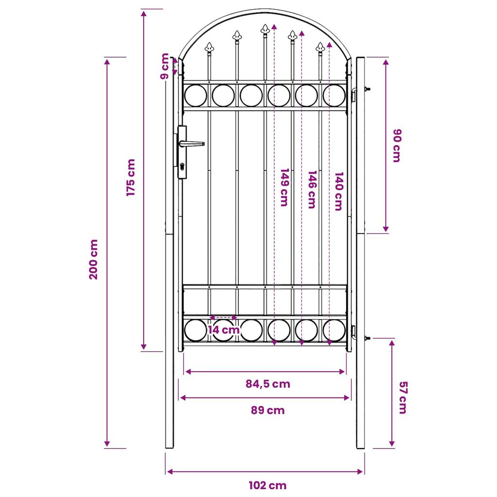 Zauntor ASSEN 100 X 175 Cm Powder Coated Steel Gray