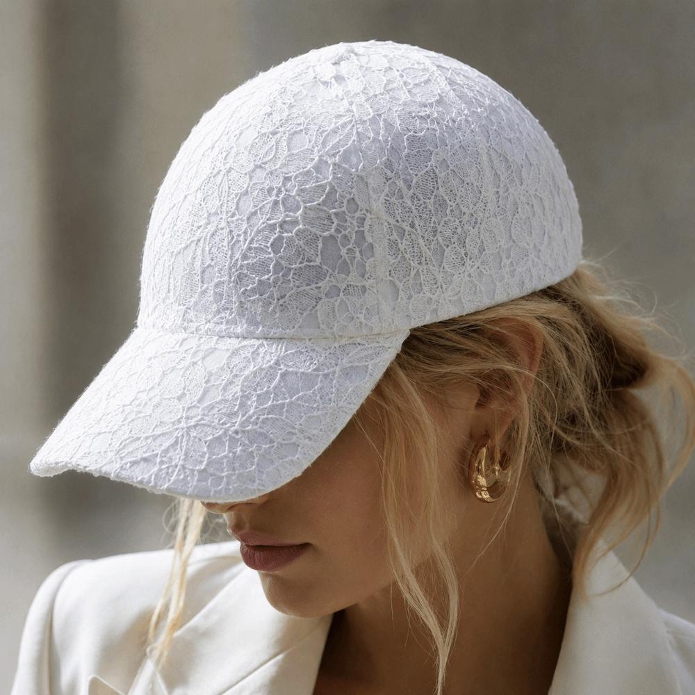 Adjustable Mesh Baseball Hat Hollow Out Outdoor Sun Hat Fashion Floral Lace Baseball Cap  For Women
