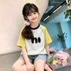 Korean Style Patchwork Cotton Short Sleeve T-Shirt for Girls - Summer New Arrivals