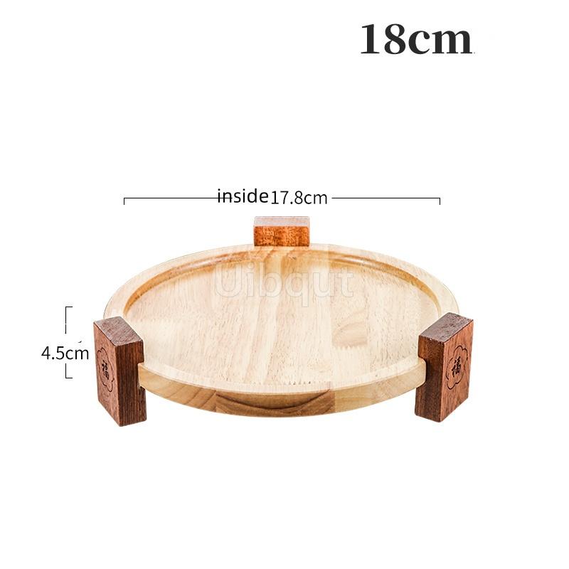 

flat bottom thick 304 Stainless Steel Wooden gold round Circular plate Bowl Specification Three-layer Steel Special Plate tray
