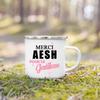 Merci Aesh Print Mugs Creative Coffee Cups Drinks Water Enamel Cup School Handle Drinkware Best Graduation Thanks Gifts for Aesh