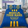 Boca Juniors Crest Custom Name Pattern Bedding Quilt Set Quilt Cover Pillowcase Home Birthday Gift(1 * duvet cover + 2 * pillowcase, without core)