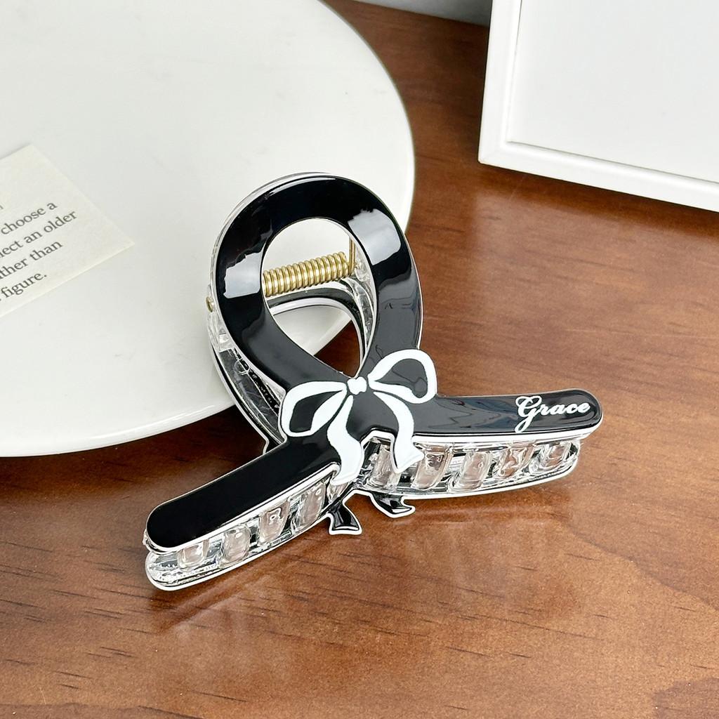 

Elegant Korean Style Bow Hair Claw With Premium Feel For Stylish Women Accessories Black Small
