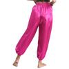 Women Belly Dance Pants Loose Fit Elastic Waistband Satin Bloomers Stage Performance Trousers