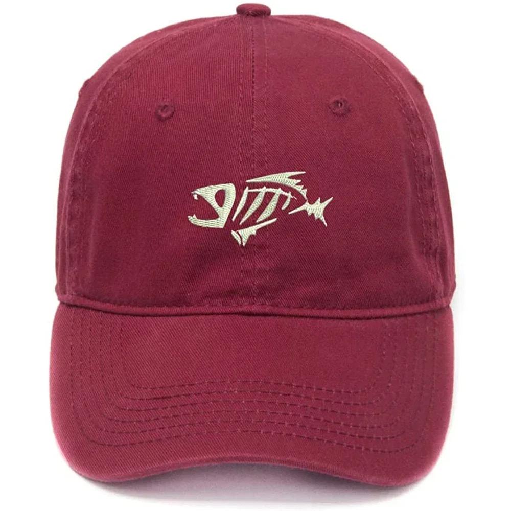 Lyprerazy Unisex's Baseball Cap Skeloton Fish Embroidery Hat Cotton Embroidered Casual Baseball Caps
