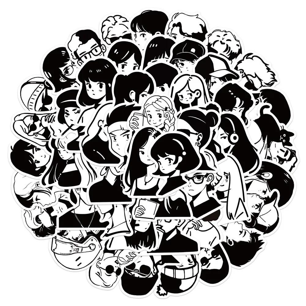 50-Piece Minimalist Simple Character Stickers - Waterproof DIY Decor for Luggage, Journals, Phone Cases, Backpack & Water Bottle