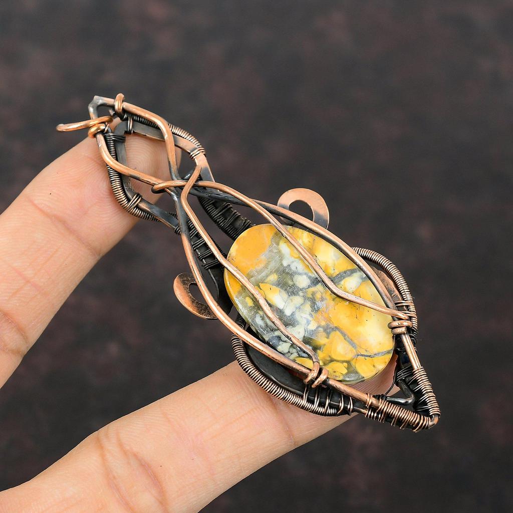 Maligano Jasper Pendant Copper Wire Wrapped Pendant Stylish Pendant Gemstone Copper Jewelry Handmade Pendant Gift For Mom Wire Wrap Jewelry