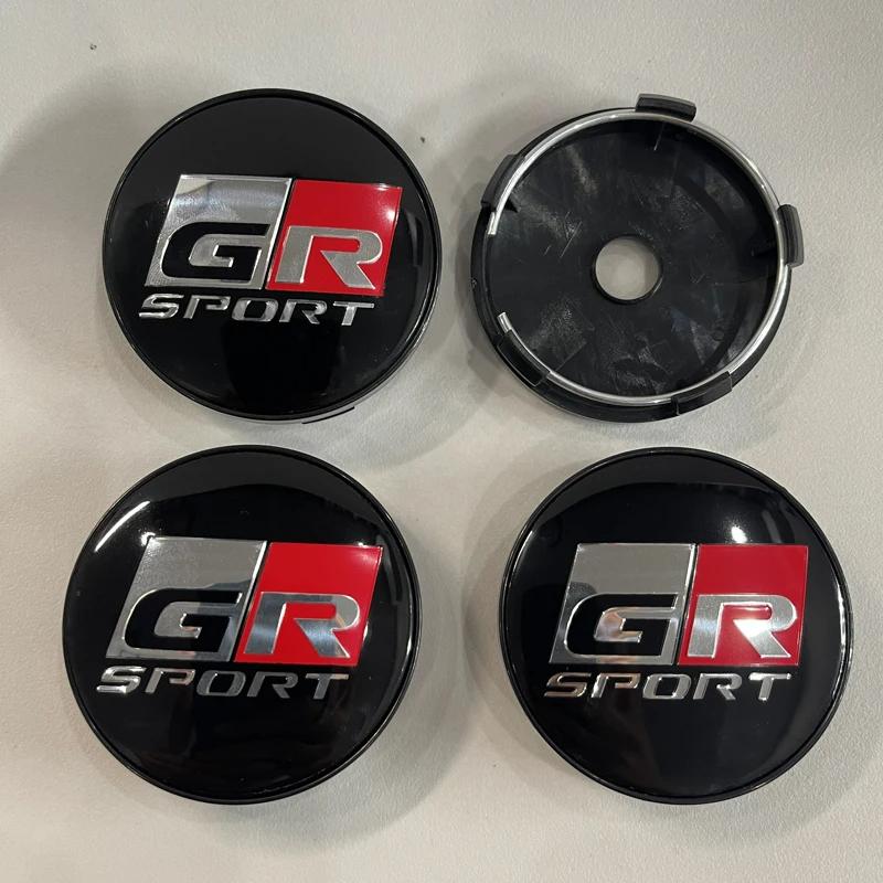 4 Stück 60mm Auto Radnabenkappe Felgenabdeckung Für Toyota GR Sport Corolla RAV4 C-HR Yaris Camry Prado Prius Auto Zubehör OQ6 6q schwarz