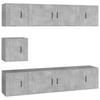 7 piece TV cabinet set concrete grey particleboard