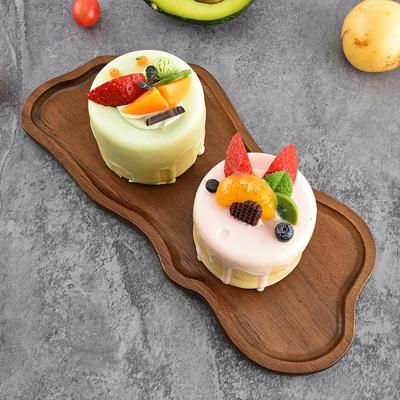 Wood Serving Tray Platter, Multipurpose Snack Plate Counter Organizer Dessert Food Dish