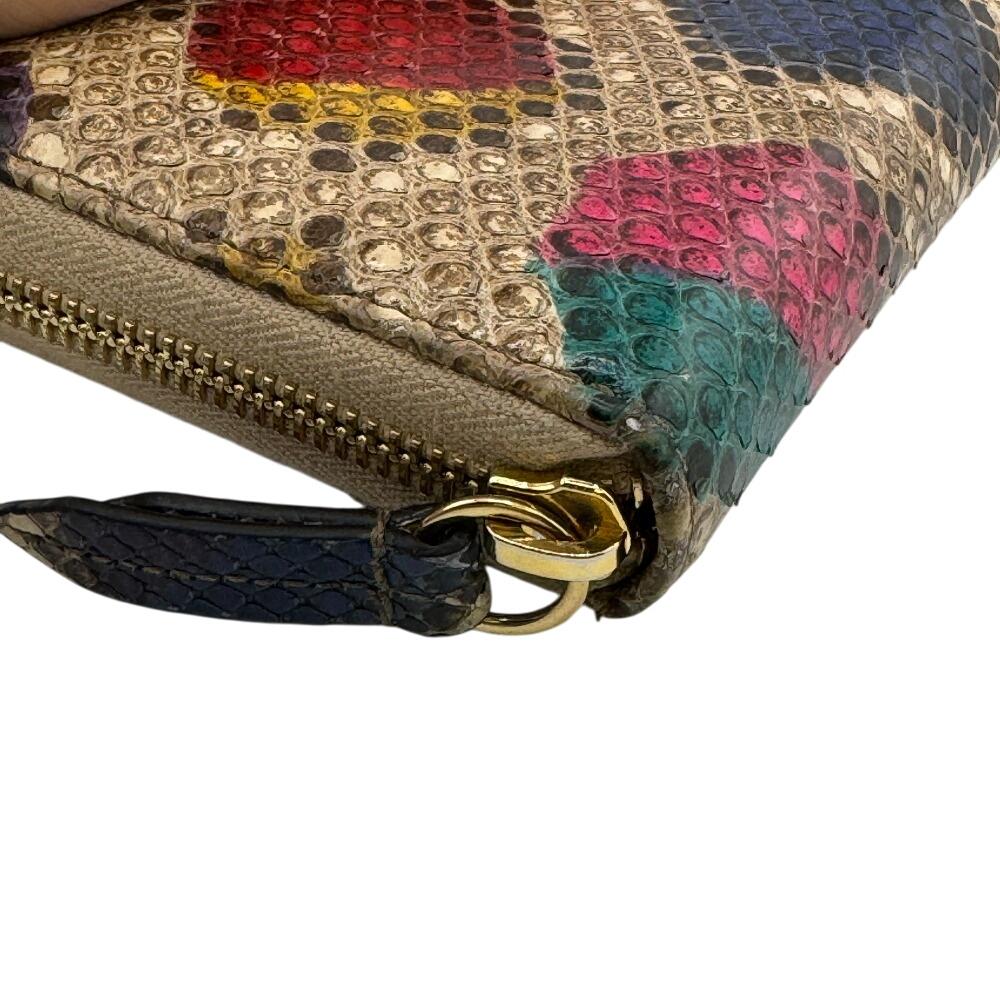GUCCI 456117 Zip Around GG Marmont Python Purse Multi Python Women Used