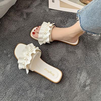 Fashion House Leather Shoes Women's Slippers and Ladies Sandals Summer 2024 Bedroom Open Toe Flat Slides Home Top Designs Clappers Trend