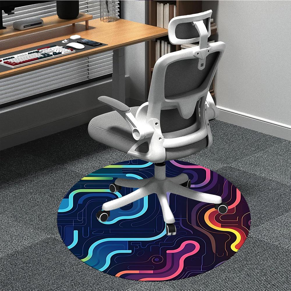 1pc Neon Electronic cyber Office Round Area Rug, Indoor Mat Suitable For Office, Under Office Chairs Bedroom Living Room Home Decor, Room Deco