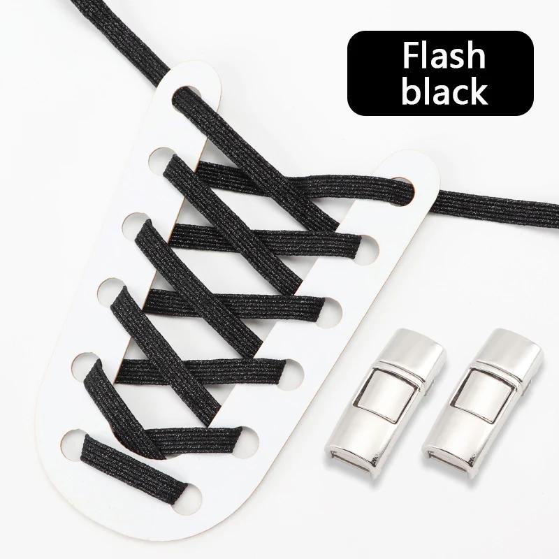 Lock Shoe laces without ties Elastic laces Sneakers Kids Adult Flat No Tie Shoelaces Rainbow Glitter Shoelace Shoes Accessories