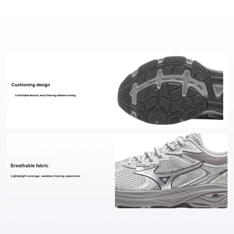 Mizuno Men's Gray Racer V2 Comfortable Versatile Fabric Synthetic Leather Shock Absorbing Non-Slip Breathable Lightweight Low-Top Running Shoes D1gh250605 Cm