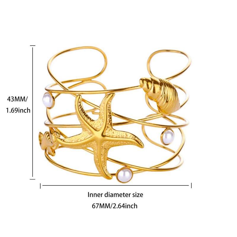 Fashion Ocean Beach Bracelet Female Starfish Shell Pearl Stainless Steel Bracelet Niche Design New Product