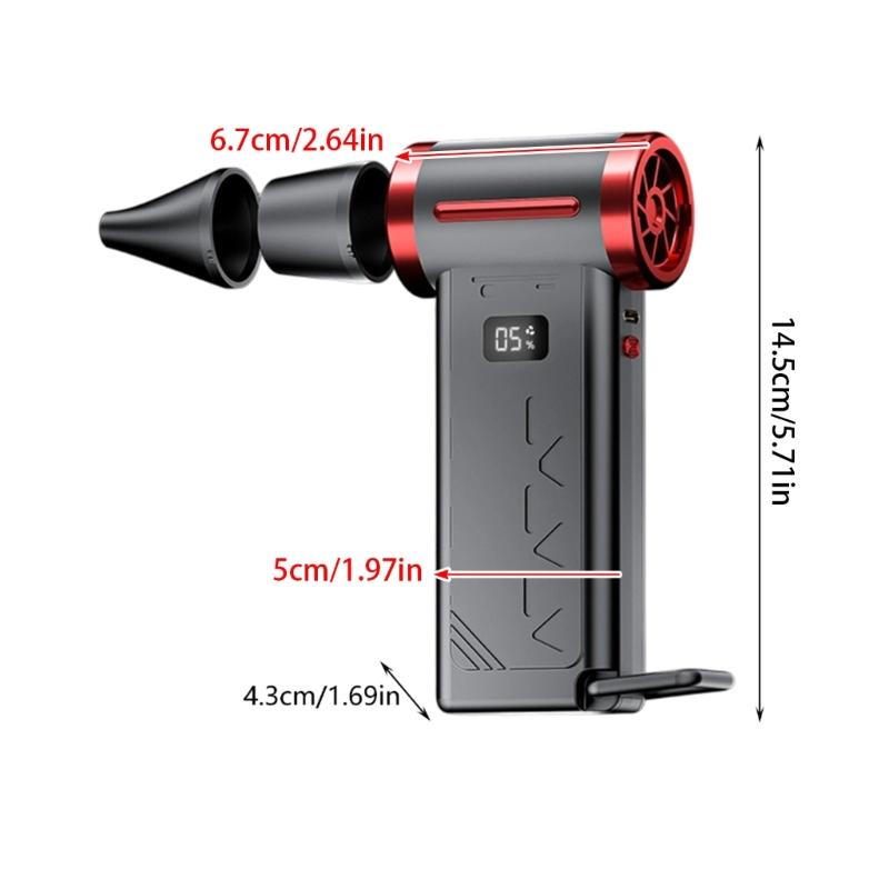 High Power 130000 RPM Portable Blower Fan Featuring 6 Adjusted Speeds Turbos Mode And LED Light Rechargeable Battery