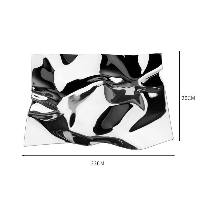 

Stainless Steel Plate Nordic Restaurant Fruit Plate Living Room Decoration Tray Ornament Creative Entrance Hall Key Storage Tray