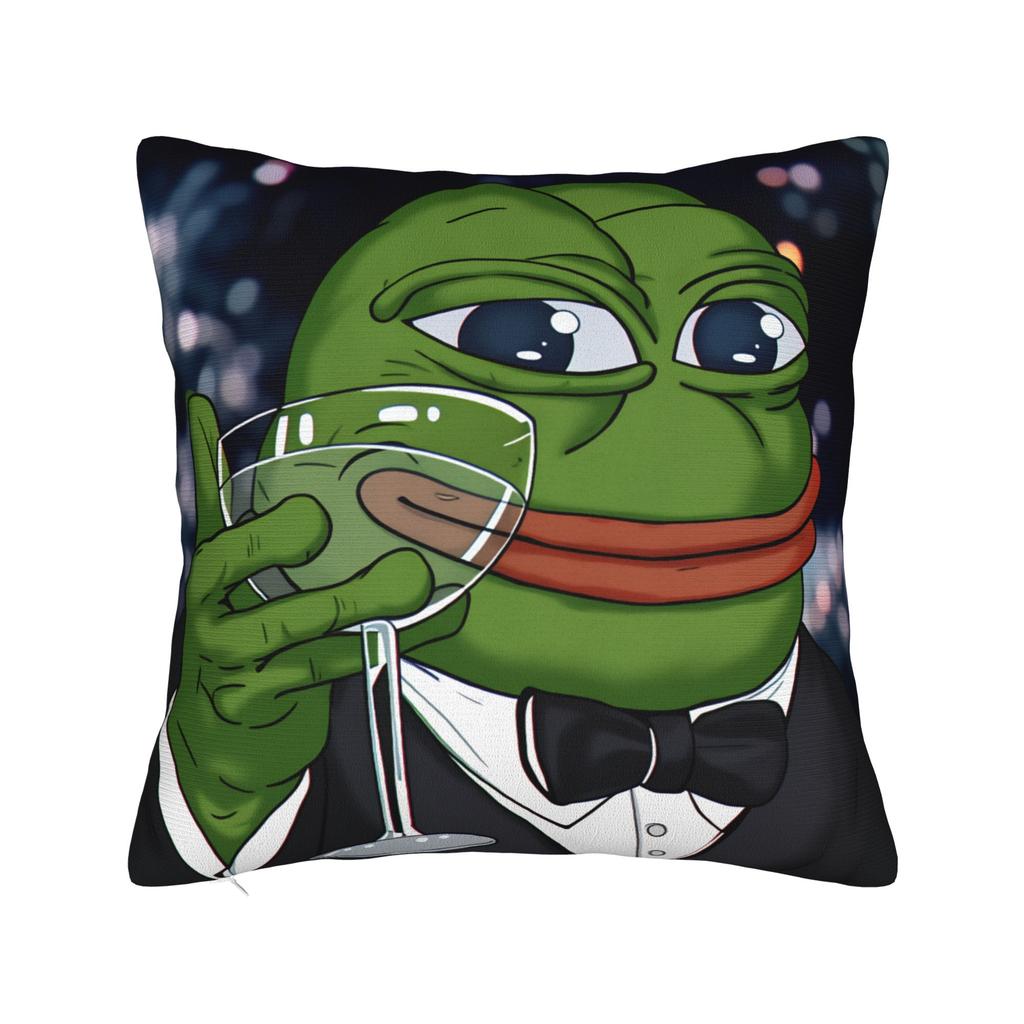 Sad Pepes Frog Hot Square Pillow Case Funny Meme Cushion Cover Novelty Zippered Decor Throw Pillow Case Cover for Seat 18"