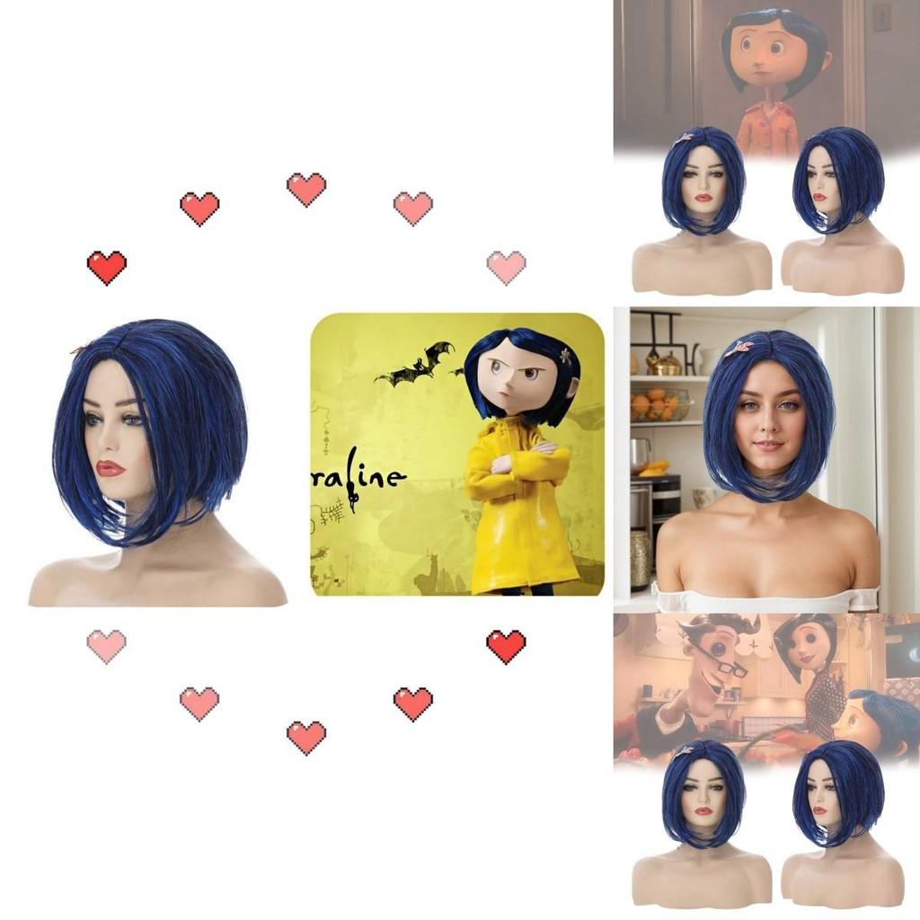 Stunning Deep Blue Cosplay Wig For Halloween Ghost Mom Caroline Style Perfect For Parties