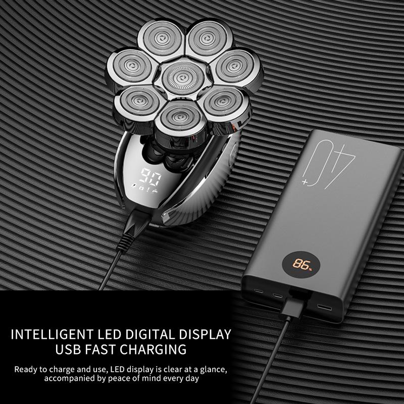 Solimpia 6-In-1 Electric Head Shaver for Bald Men 7 Blades Floating Razor Hair Trimmer USB Rechargeable LED Display Beard Shavers