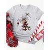 Damen Weihnachten Rentierdruck T-Shirt Lässig O-Ausschnitt Kurzarm T-Shirt Niedliches T-Shirt Schwarz Geeignet für Alle Jahreszeiten T-Shirt Tops