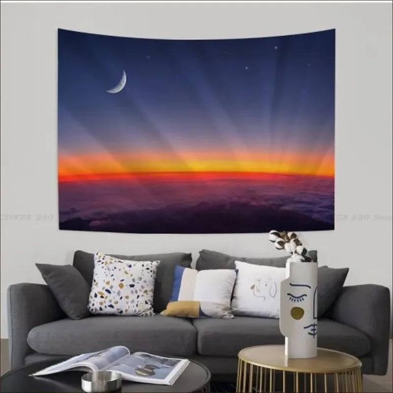 Night Starry Sky and Moon Tapestry Office Living Room Tapestry Home Wall Decoration Tapestry