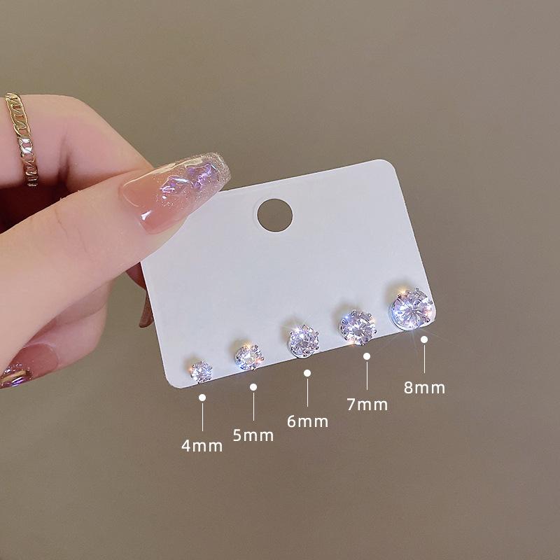 Fashionable and Elegant Women's Crystal Magnetic Ear Clips Luxury Zircon Round Earrings Without Perforated Earrings Jewelry