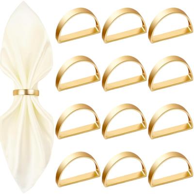 12pcs Gold Napkin Rings Semicircle Metal Gold Napkin Holder Buckles Fall Thanksgiving Christmas Napkin Rings Napkins Rings for Dinner Table Decor