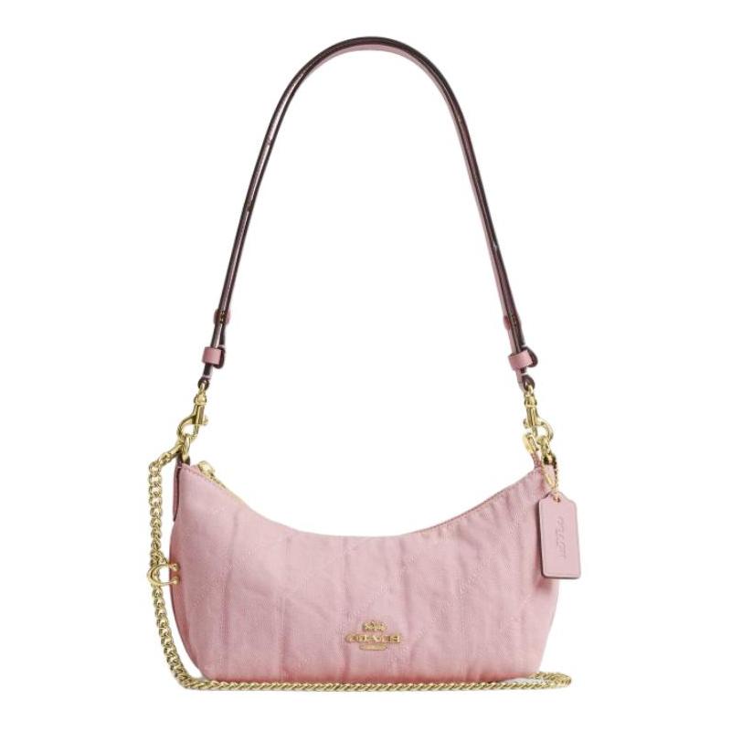 

COACH CAITLIN 24 Top zipper closure Fabric with split leather shoulder bag Medium Women s Light Pink рожевий