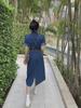 Real Shot Plus Size Denim Short-Sleeve Dress for Women - Summer Collection, Slimming Waist Design