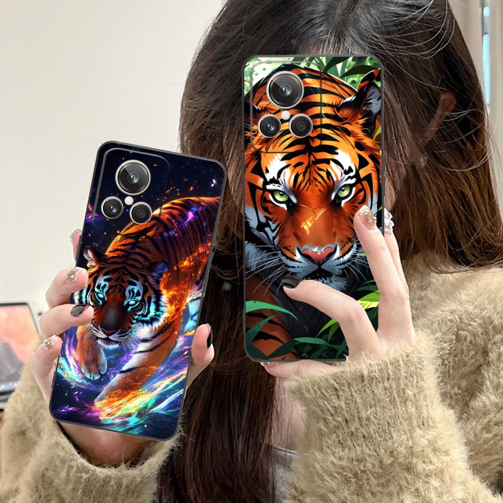 Tiger Neon Mobile Cell Phone Case for Realme GT 8 Neo Pro C75 73 71 C67 65 C55 53 C35 31 C20 15 Colorful Printing Cover Cover