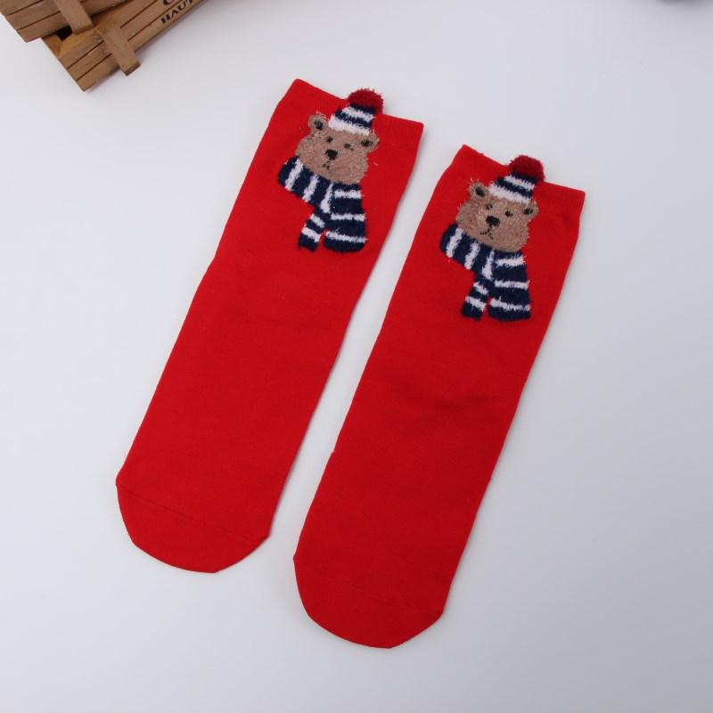 Reindeer Cartoon Christmas Mid-Calf Socks - Women's Cute Japanese Style for Autumn and Winter
