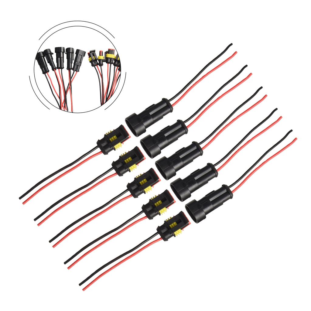 5Sets 2 Pin Way Electrical Wire Connector Automotive Male Female Electrical Connectors Quick Disconnect Wire Connectors
