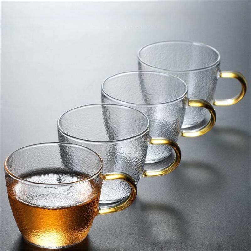 6pcs/Lot 110ml Hammer Pattern Small Glass Tea Cup Handmade Tea-sipping Cup Kungfu Teacup Beer Coffee Drink Cup Drinkware