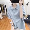 Women's Minimalist White Turn Down Collar Pocket Short Sleeve Blouse