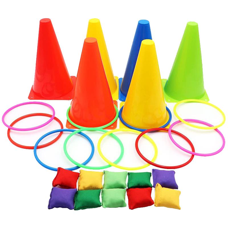 Children Outdoor Sensory Integration Training Games Park/Parish Sports Activities Game Props Traffic Cone Ring Set Throwing Toys