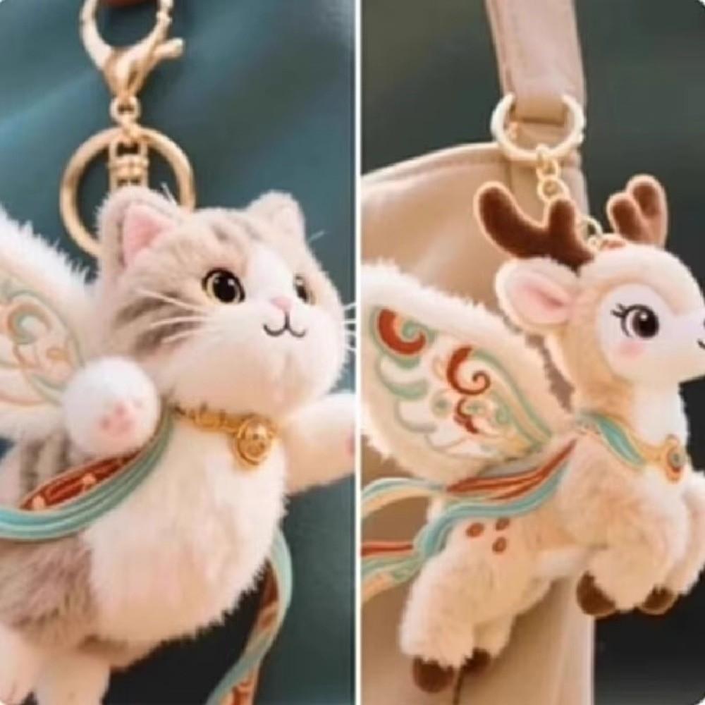 Deer Stuffed Keychain 14cm Cartoon Animal Doll Adorable Plush Pendant Keychain Accessory