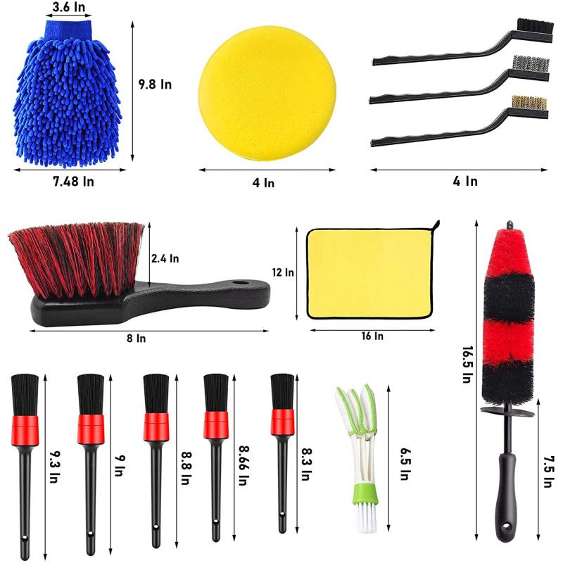 Amazon16Car Cleaning Brush Set Car Wheel Brush Tire Detail Brush Wire Brush Fiber Towel Gloves