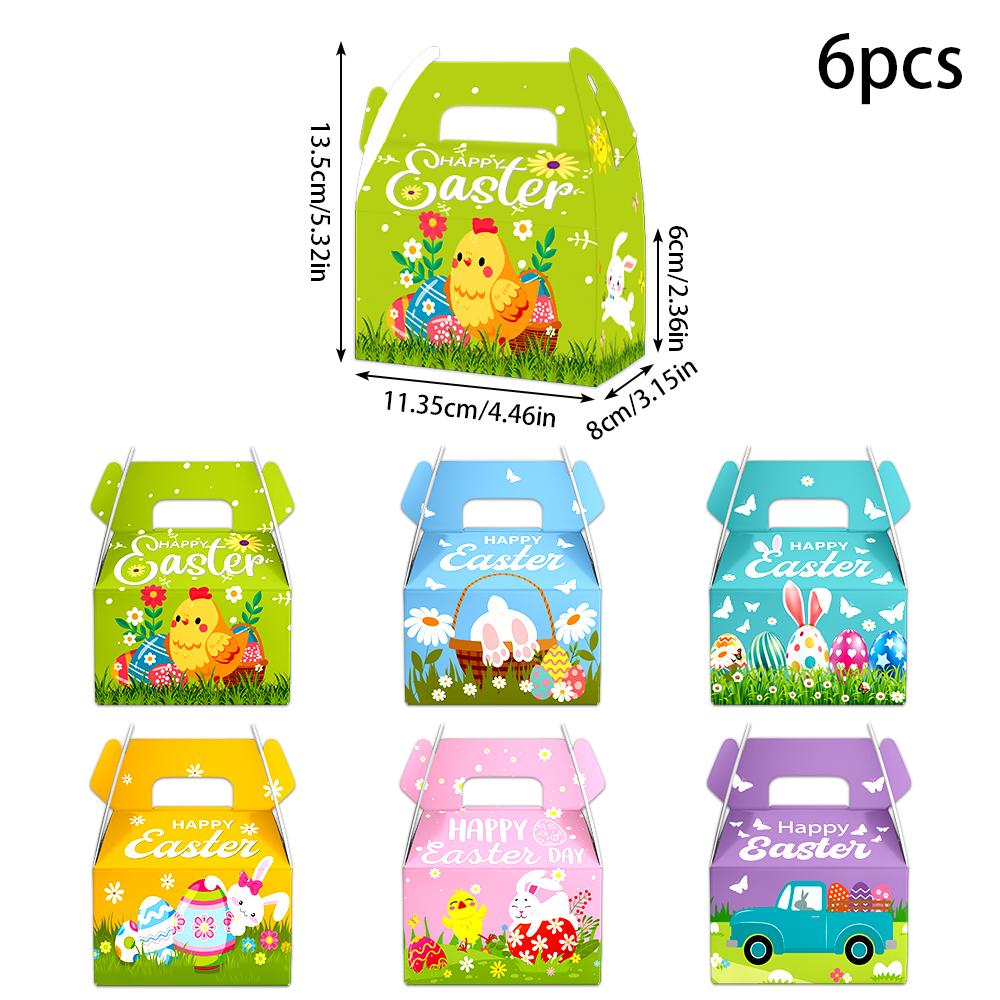 6/12pcs Easter Decorative Gift Box Treat Boxes Bunny Eggs Chick Easter Basket Candy Cookie Box for kids Easter Party Favor Gifts