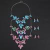 European-American Colorful Leaf Diamond-Encrusted Enamel Alloy Necklace Set