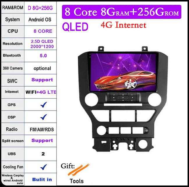 9 Lnch Android 14 For Ford Mustang 6 VI S550 2014 - 2021 Car Radio Multimedia Video Player Navigation GPS Stereo Auto 4G+WIFI
