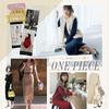 One Ambu Knit Beautiful Long Office Beige Women's Dress, V-Neck, Sleeves, Casual, I-Line, Loungewear, White,