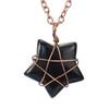 Hand-Wound Retro Natural Crystal Agate Pentagram, Amethyst Star Necklace N582