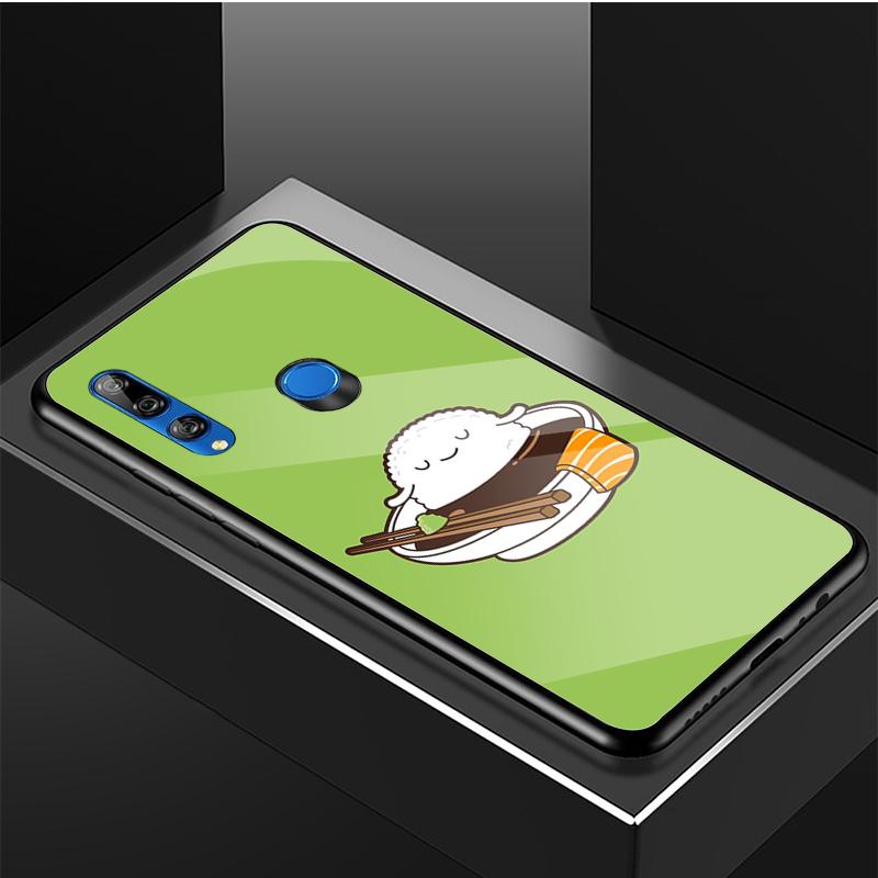 Kreskówkowe sushi Hartowane Szkło Etui na Telefon Dla Huawei honor 8X 9 10i 20i 20Lite 20Pro 30 Pro Pokrowiec