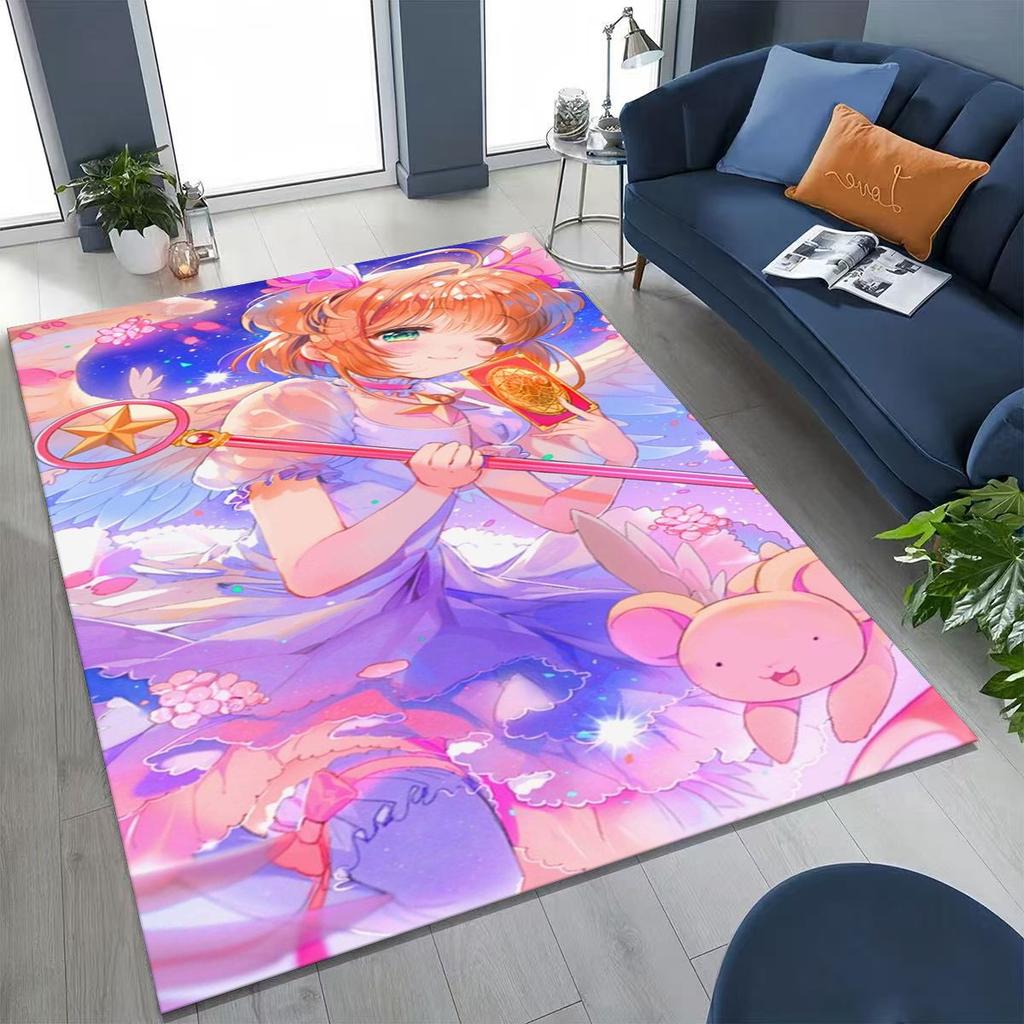 Cute Cartoon Card Captor Sakura Magic Girl Anime Art Rug for Bedroom Living Room Sofa Home Doormat Decor,Kids Non-slip Floor Mat